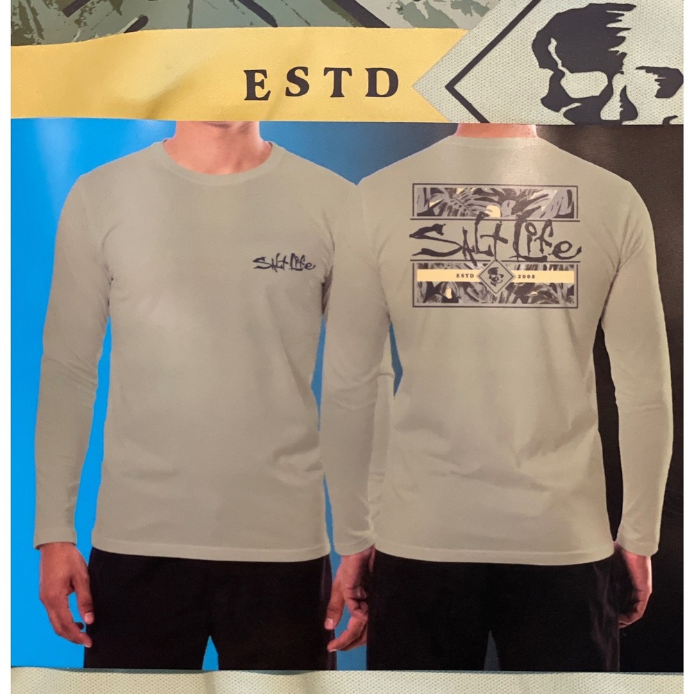 Salt Life Long Sleeve UV Tee Men's Medium Green NEW SLX UVAPOR UPF 50 Fishing - Picture 2 of 7